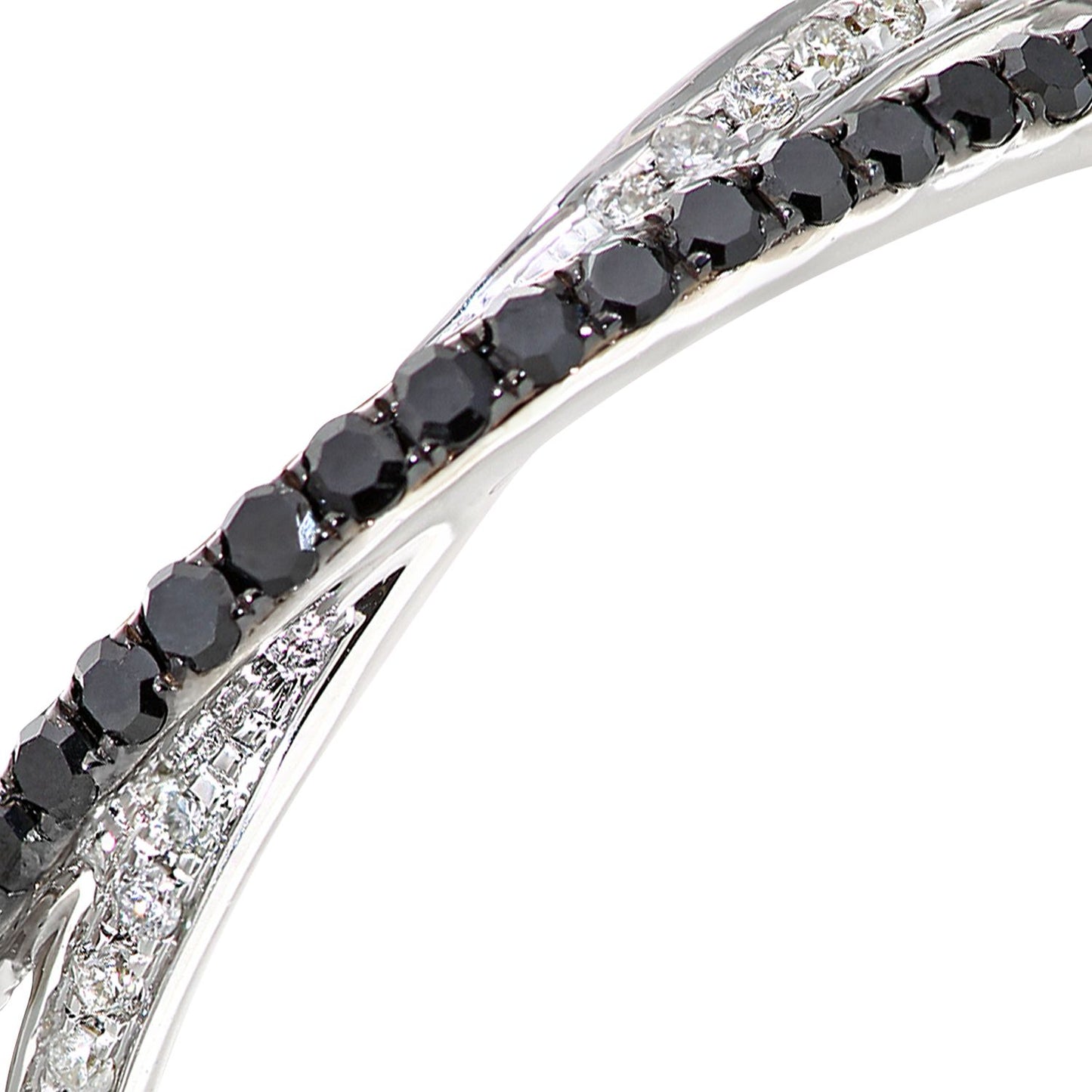 9ct White Gold  5pts Diamond 15pts Black Diamond Eternity Ring 2mm - DR1AXL516WBLKD