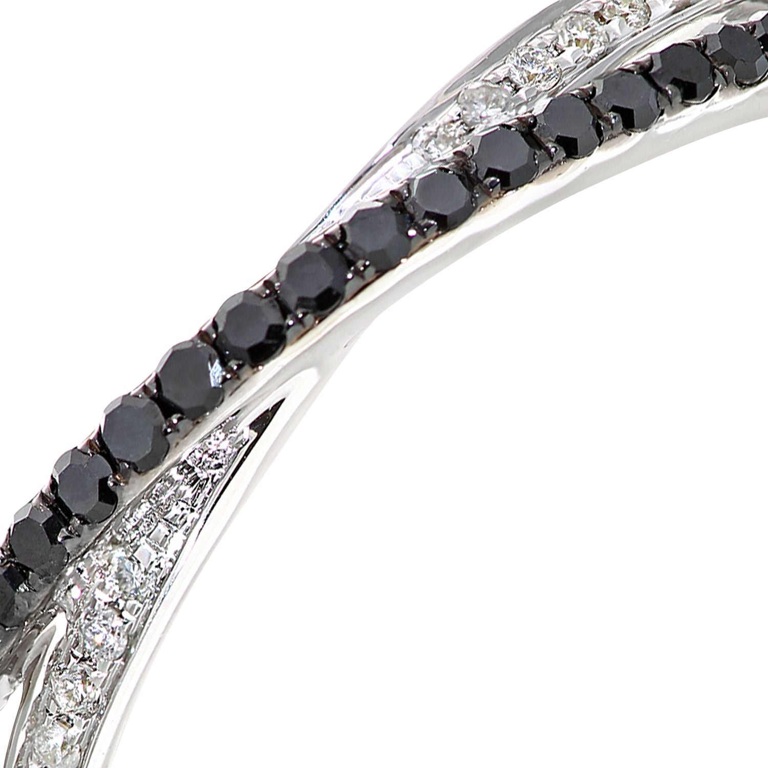 9ct White Gold  5pts Diamond 15pts Black Diamond Eternity Ring 2mm - DR1AXL516WBLKD