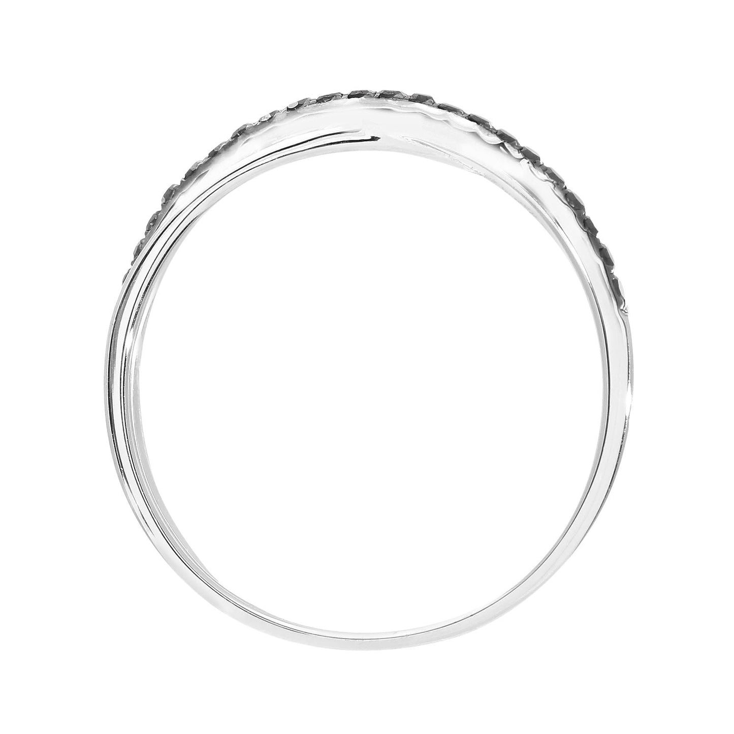 9ct White Gold  5pts Diamond 15pts Black Diamond Eternity Ring 2mm - DR1AXL516WBLKD