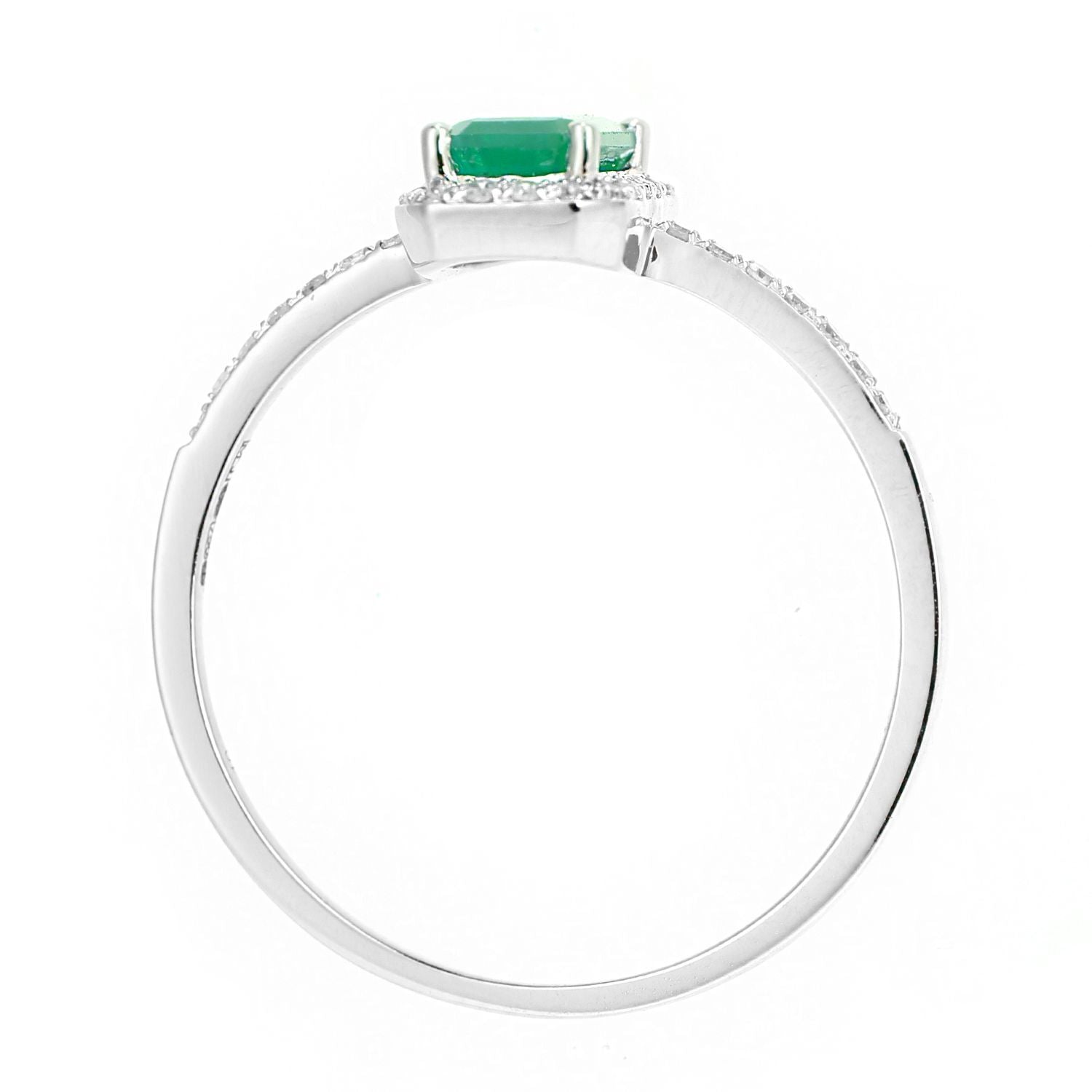 18ct White Gold  Diamond Octagon Emerald Octagon Halo Cluster Ring - DR1AXL604W18EM