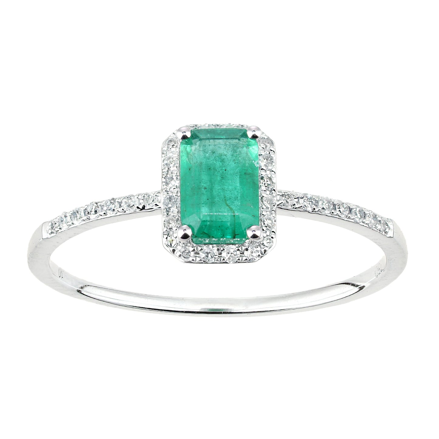 18ct White Gold  Diamond Octagon Emerald Octagon Halo Cluster Ring - DR1AXL604W18EM