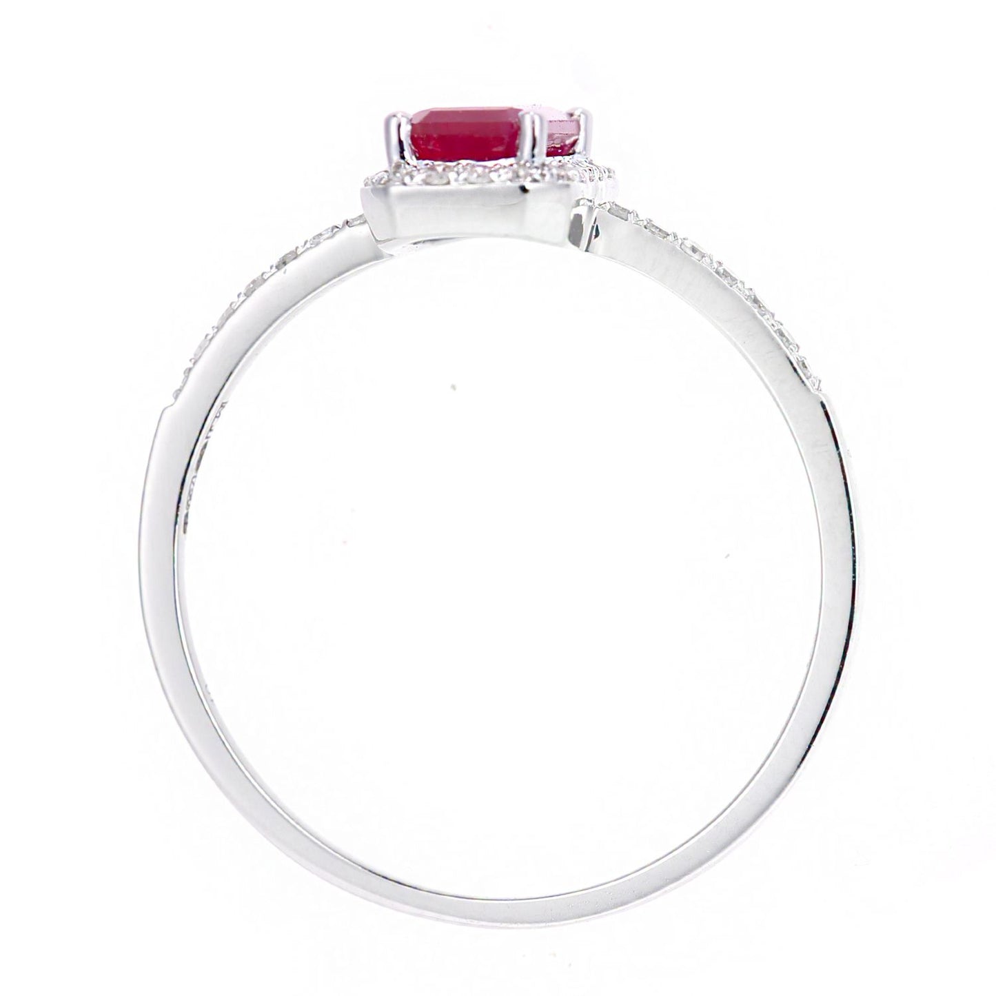 18ct White Gold  Diamond Octagon 3/4ct Ruby Octagon Halo Ring - DR1AXL604W18RU