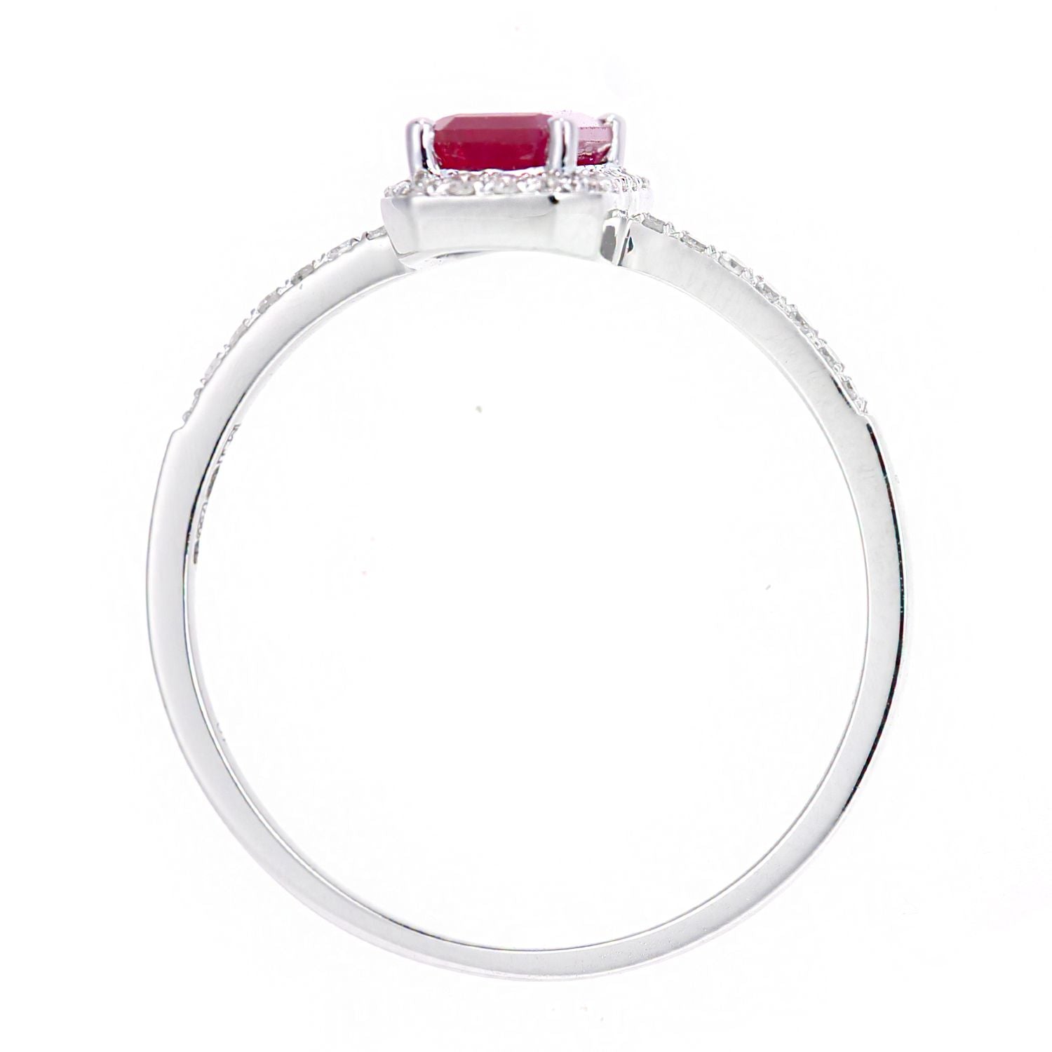 18ct White Gold  Diamond Octagon 3/4ct Ruby Octagon Halo Ring - DR1AXL604W18RU