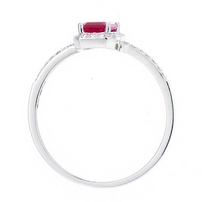 18ct White Gold  Diamond Octagon 3/4ct Ruby Octagon Halo Ring - DR1AXL604W18RU
