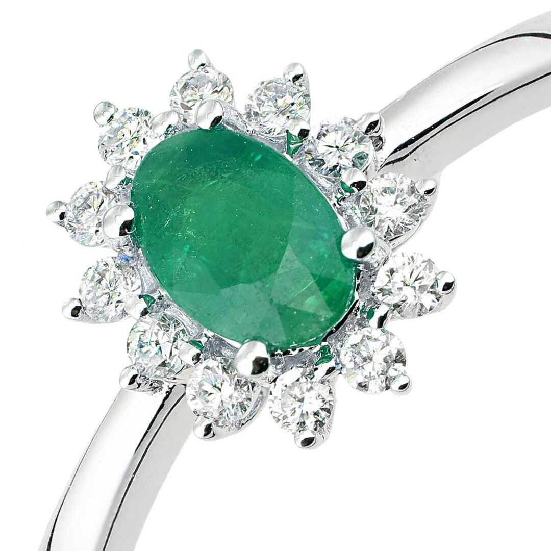18ct White Gold  Diamond Oval 1/2ct Emerald Royal Oval Clock Ring - DR1AXL605W18EM