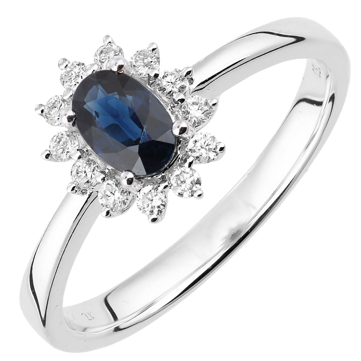 18ct White Gold  Diamond Oval Sapphire Royal Oval Clock Ring - DR1AXL605W18SA