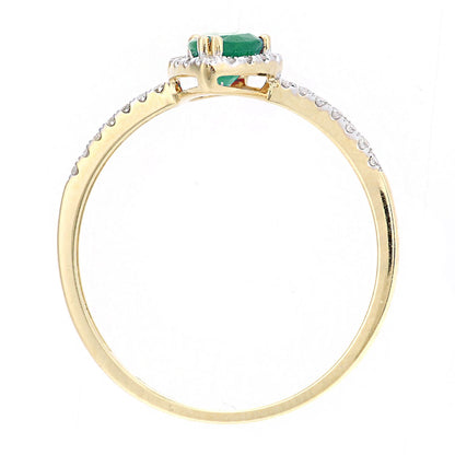 18ct Gold  Diamond Pear Emerald Pear Raindrop Halo Cluster Ring - DR1AXL606Y18EM