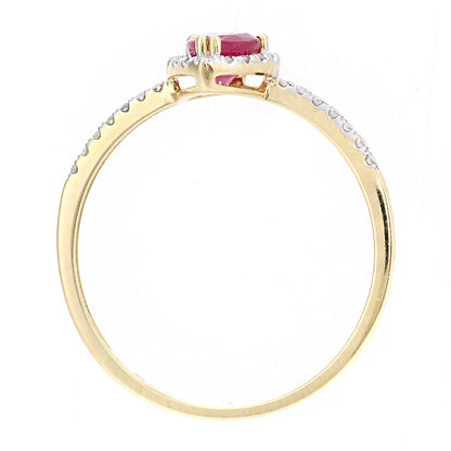 18ct Gold  Diamond Pear 1/2ct Ruby Pear Raindrop Halo Cluster Ring - DR1AXL606Y18RU