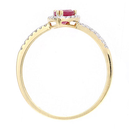 18ct Gold  Diamond Pear 1/2ct Ruby Pear Raindrop Halo Cluster Ring - DR1AXL606Y18RU