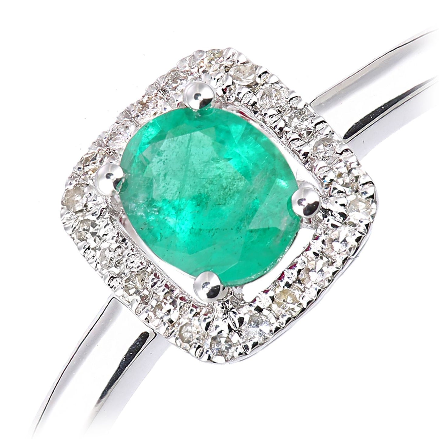 9ct White Gold  Diamond Oval Emerald Square Cushion Halo Ring - DR1AXL611WEM