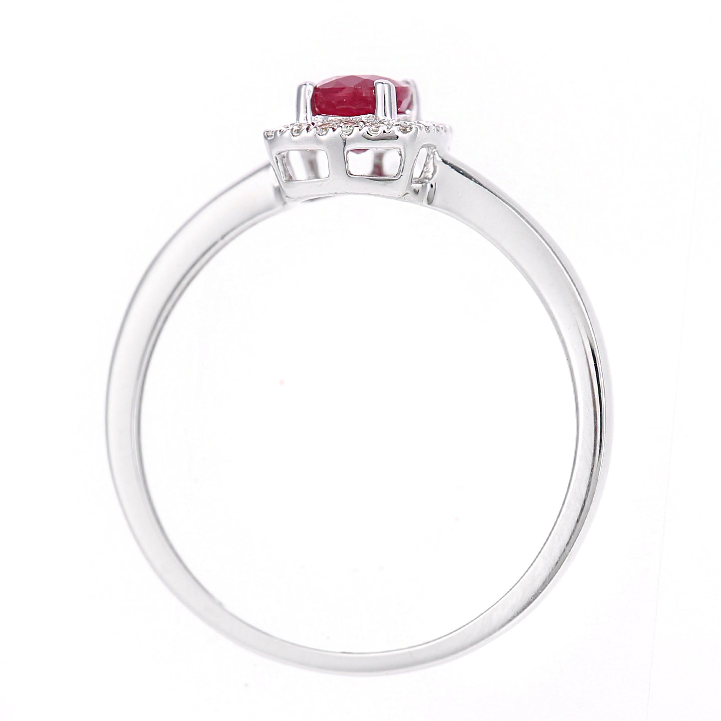 9ct White Gold  Diamond Oval Ruby Square Cushion Halo Cluster Ring - DR1AXL611WRU