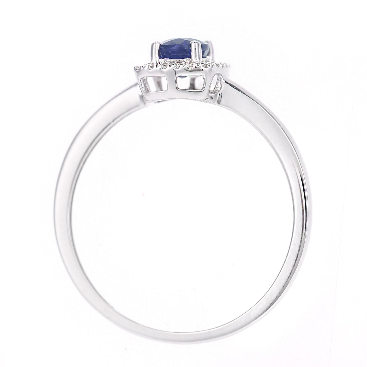 9ct White Gold  Diamond Oval 1/2ct Sapphire Cushion Halo Ring - DR1AXL611WSA