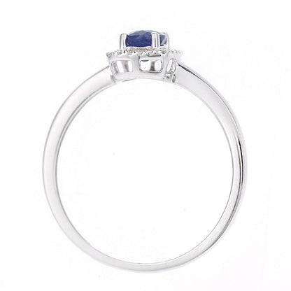 9ct White Gold  Diamond Oval 1/2ct Sapphire Cushion Halo Ring - DR1AXL611WSA