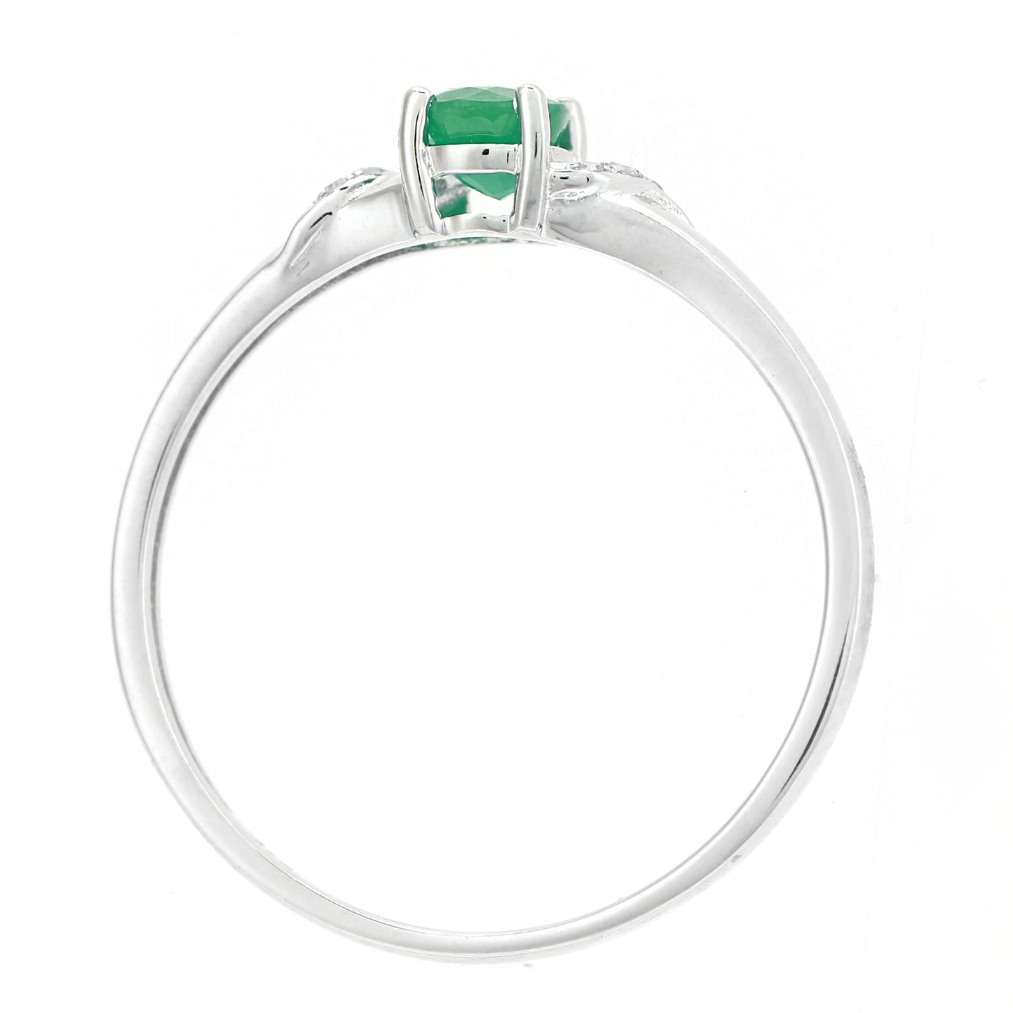 9ct White Gold  Diamond Oval 0.35ct Emerald Ribbon Solitaire Ring - DR1AXL612WEM