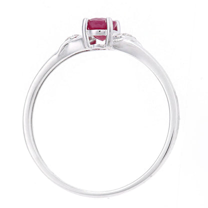 9ct White Gold  2pts Diamond Oval 0.47ct Ruby Ribbon Dress Ring - DR1AXL612WRU