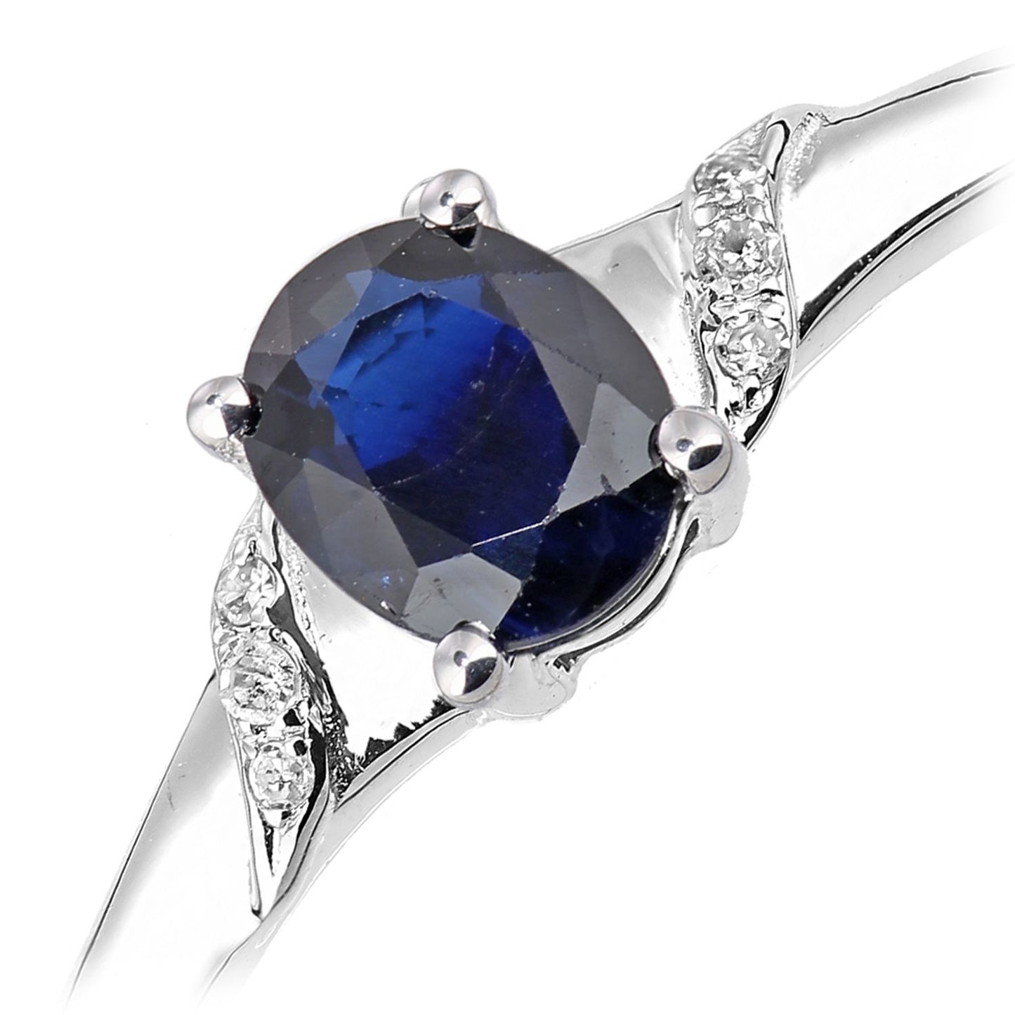 9ct White Gold  Diamond Oval 0.48ct Sapphire Ribbon Dress Ring - DR1AXL612WSA