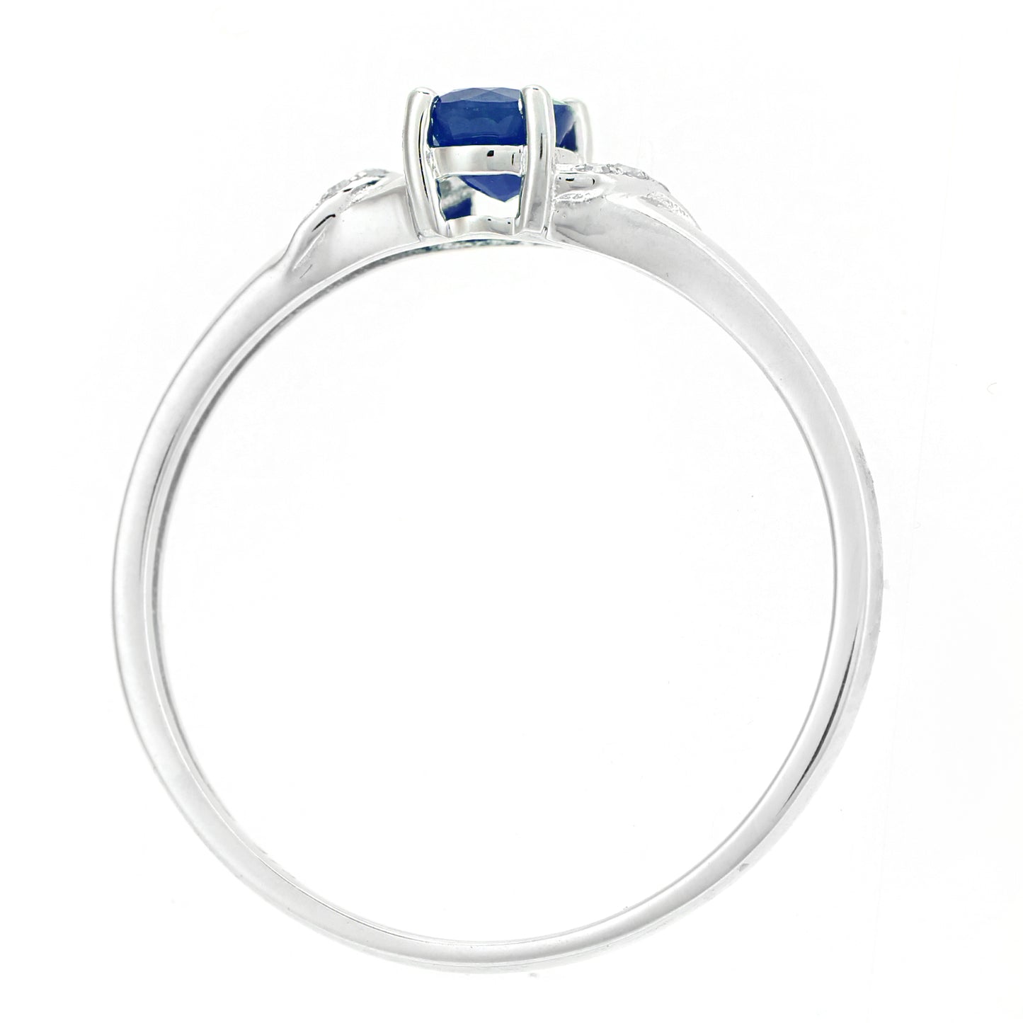 9ct White Gold  Diamond Oval 0.48ct Sapphire Ribbon Dress Ring - DR1AXL612WSA