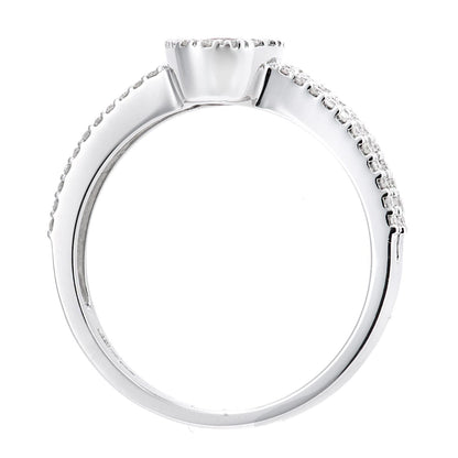 18ct White Gold  Diamond Oval 0.55ct Sapphire Halo Cluster Ring - DR1AXL615W18SA
