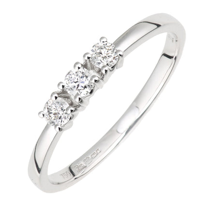 18ct White Gold  8pts Diamond 12pts Diamond 3 Stone Trilogy Ring - DR1AXL664W18