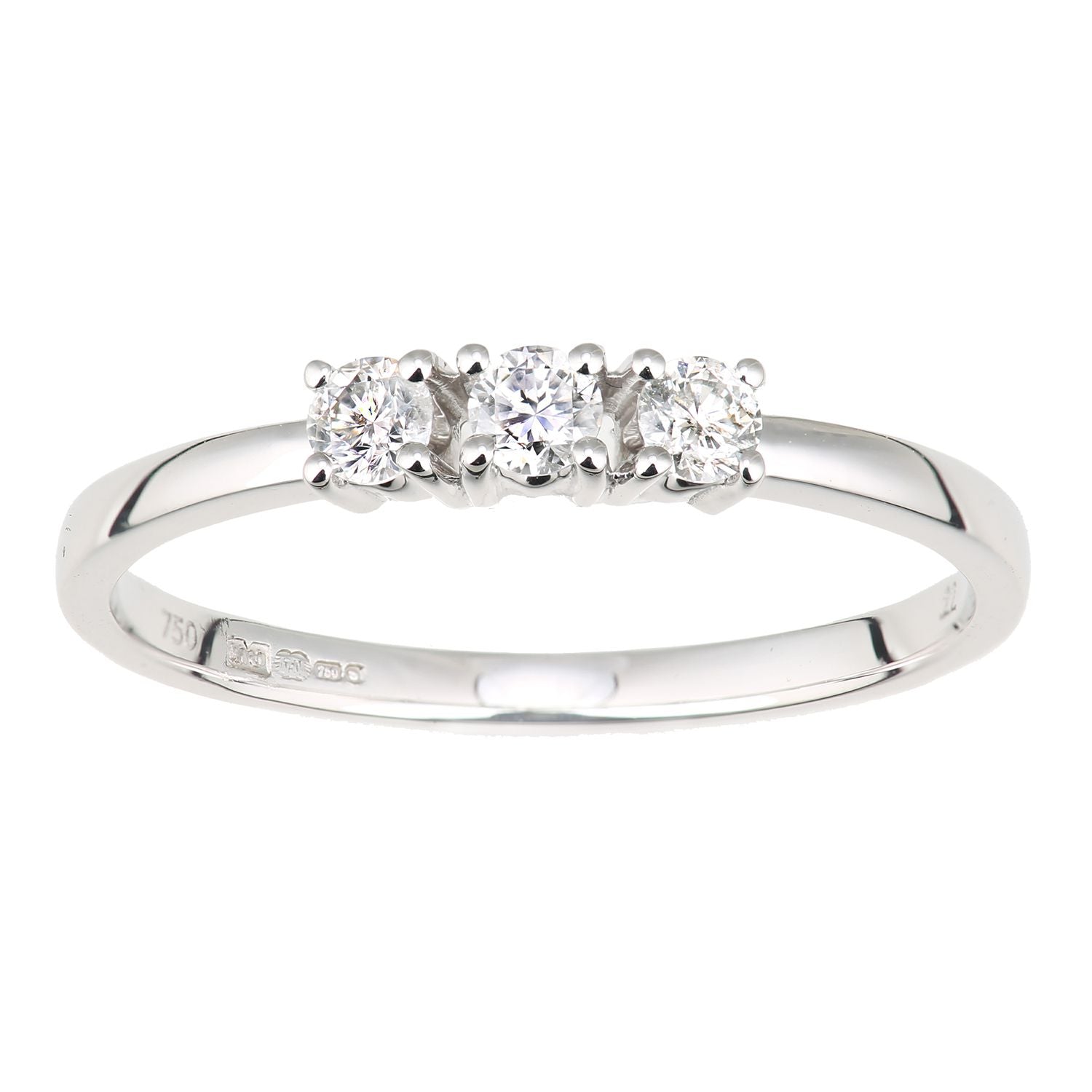 18ct White Gold  8pts Diamond 12pts Diamond 3 Stone Trilogy Ring - DR1AXL664W18