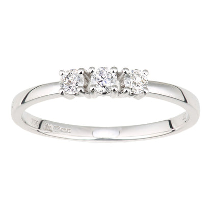 18ct White Gold  8pts Diamond 12pts Diamond 3 Stone Trilogy Ring - DR1AXL664W18