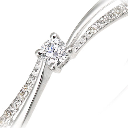 9ct White Gold  Round 9pts Diamond Wavy Pinch Solitaire Dress Ring - DR1AXL669W