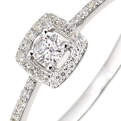 9ct White Gold  Diamond Square Cushion Halo Solitaire Cluster Ring - DR1AXL672W