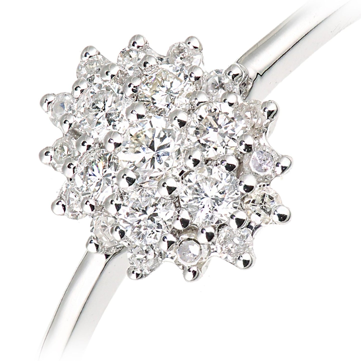 9ct White Gold  Round 1/4ct Diamond Oval Firework Cluster Ring - DR1AXL673W