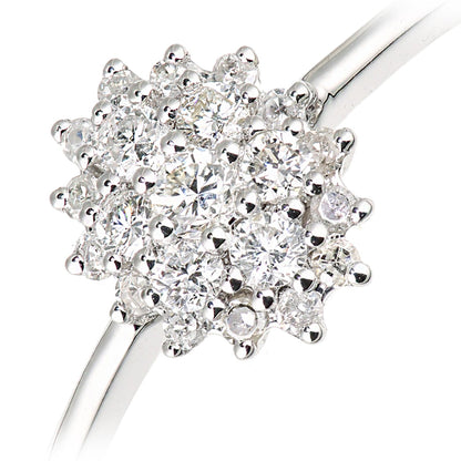9ct White Gold  Round 1/4ct Diamond Oval Firework Cluster Ring - DR1AXL673W