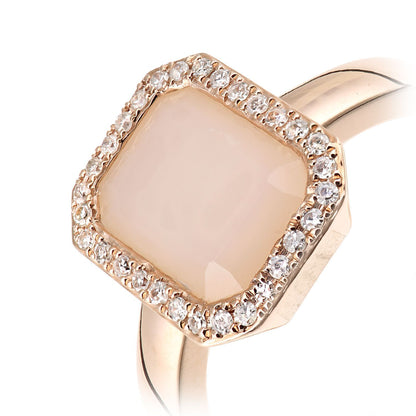 9ct Rose Gold  Diamond Octagon Opal Octagon Halo Rubover Ring - DR1AXL677RPOP