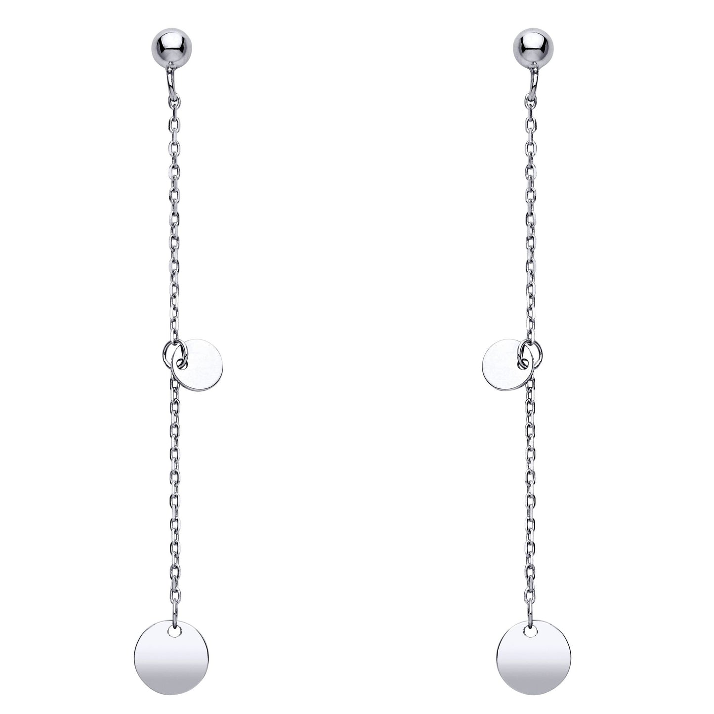 Sterling Silver  Medallion Disc Shoulder Duster Ball Drop Earrings - EAG1009