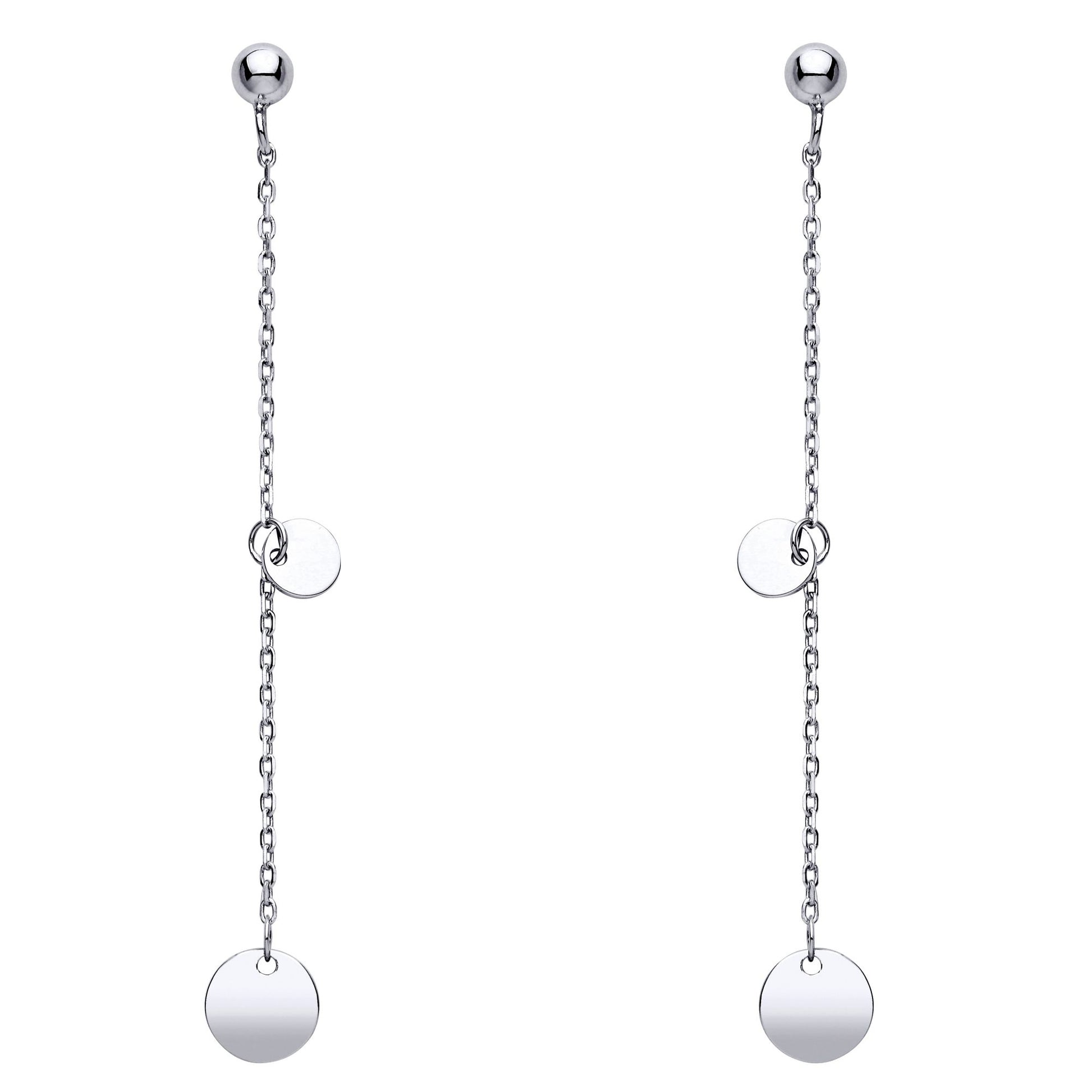 Sterling Silver  Medallion Disc Shoulder Duster Ball Drop Earrings - EAG1009