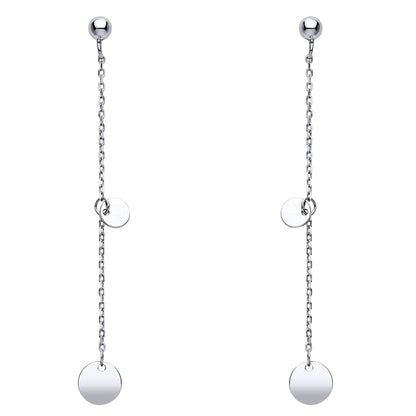 Sterling Silver  Medallion Disc Shoulder Duster Ball Drop Earrings - EAG1009