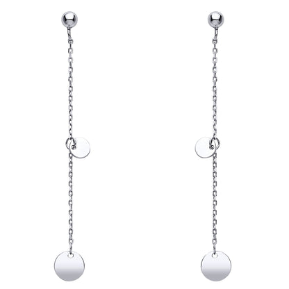 Sterling Silver  Medallion Disc Shoulder Duster Ball Drop Earrings - EAG1009