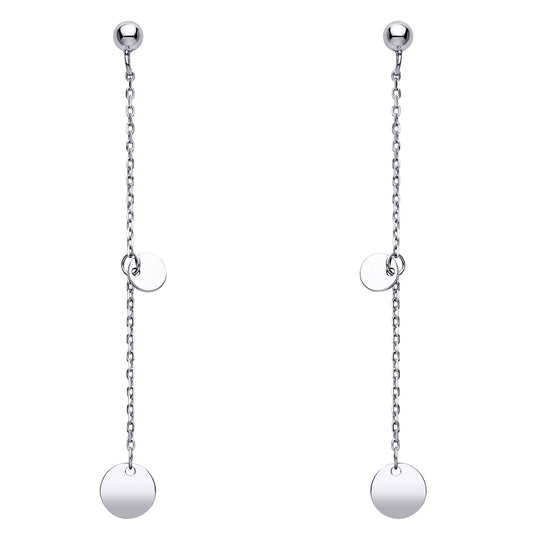 Sterling Silver  Medallion Disc Shoulder Duster Ball Drop Earrings - EAG1009