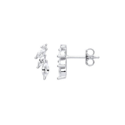 Silver  Tres Limones Cluster Stud Earrings - EAG1038