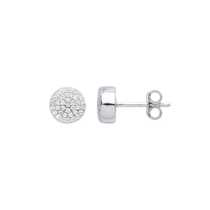 Silver  Pave Cushion Cluster Stud Earrings - EAG1043