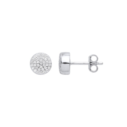 925 Sterling Silver  CZ Pave Cushion Cluster Stud Earrings - EAG1043