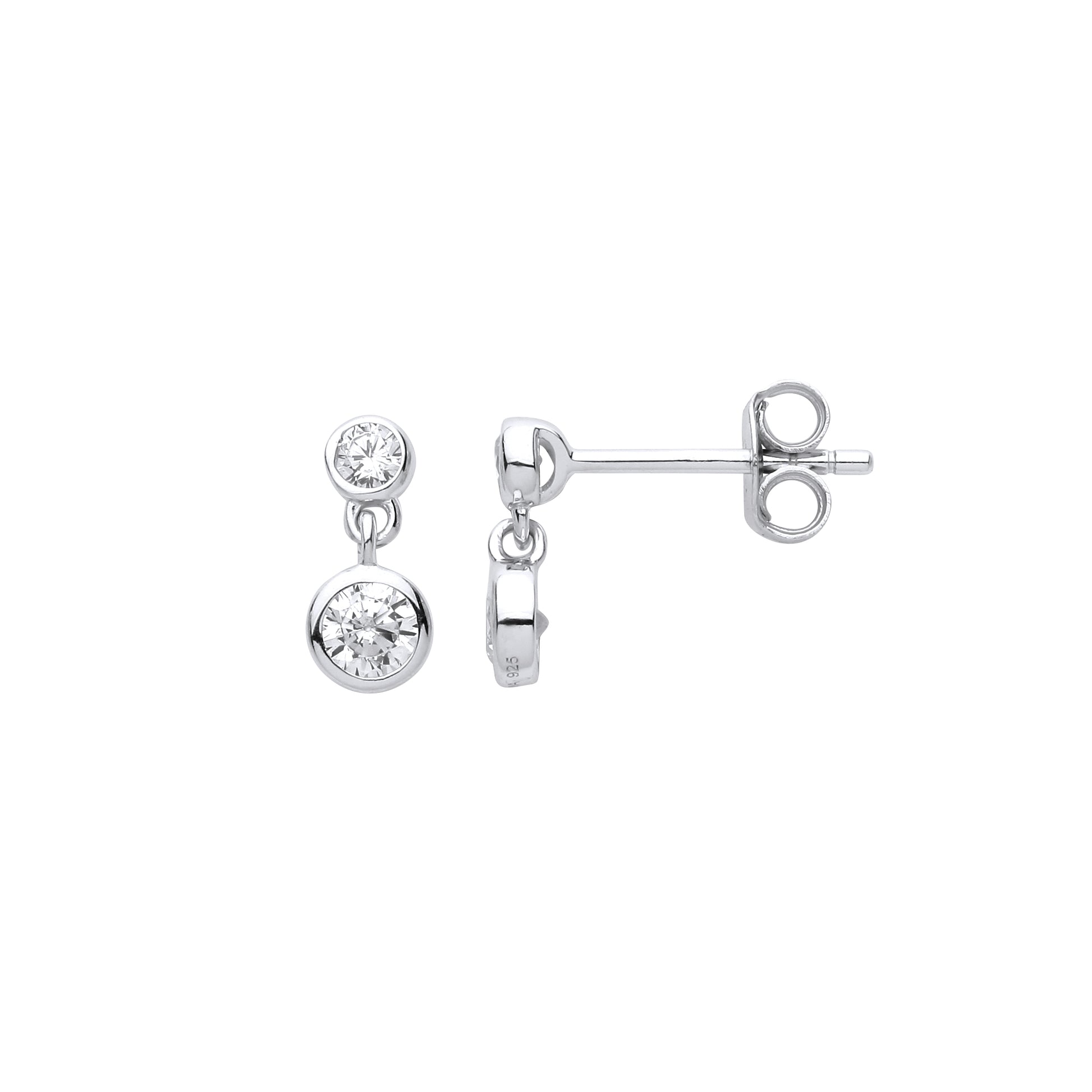 925 Sterling Silver  CZ Double Solitaire Bubbles Drop Earrings - EAG1044