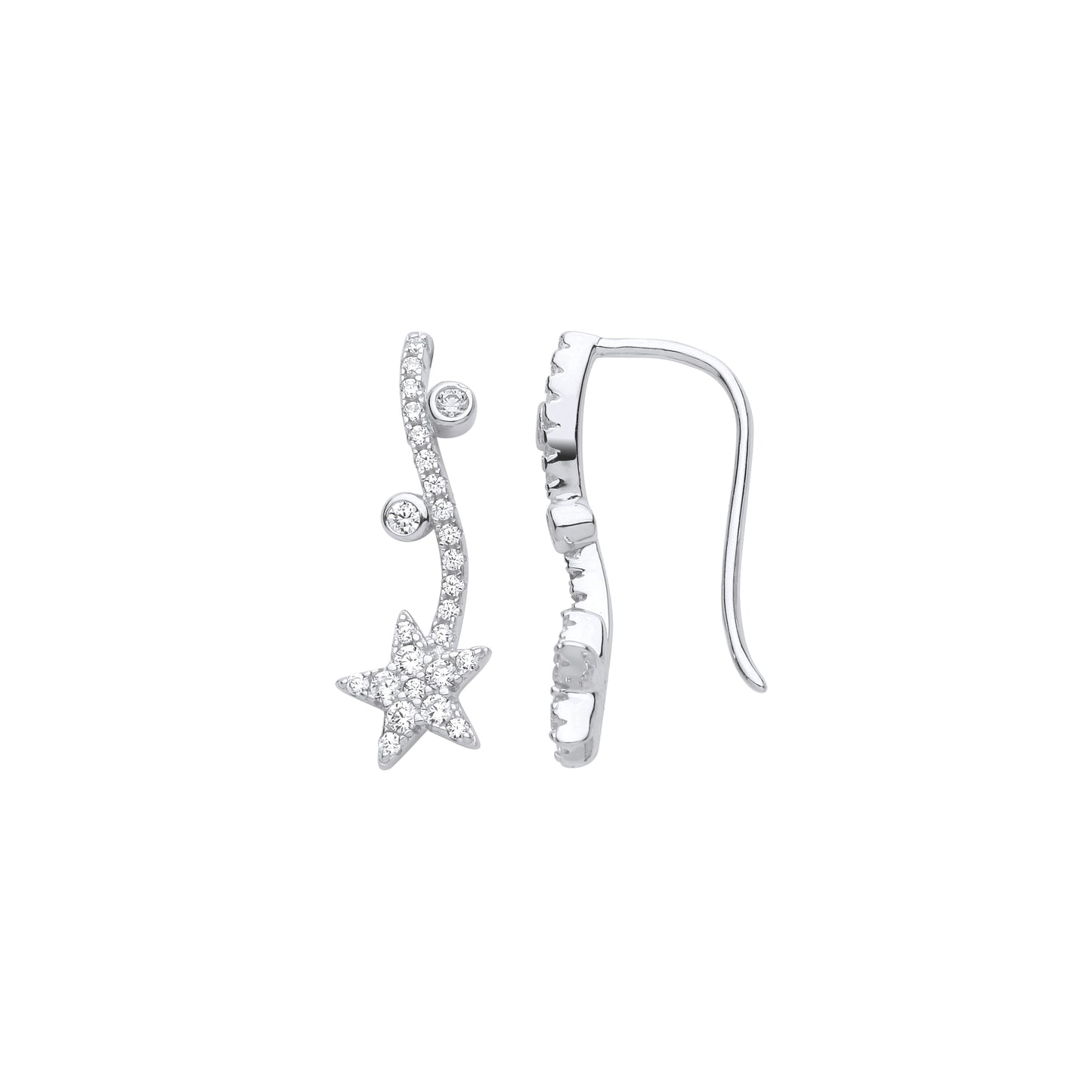 Silver  Fairy Magic Wand Star Drop Earrings - EAG1047