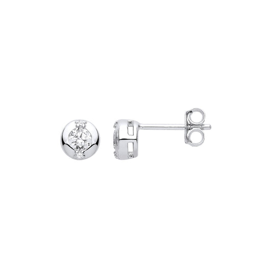 Silver  Sprinkled Donut Solitaire Stud Earrings - EAG1048