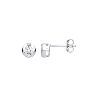 925 Sterling Silver  CZ Sprinkled Donut Solitaire Stud Earrings - EAG1048