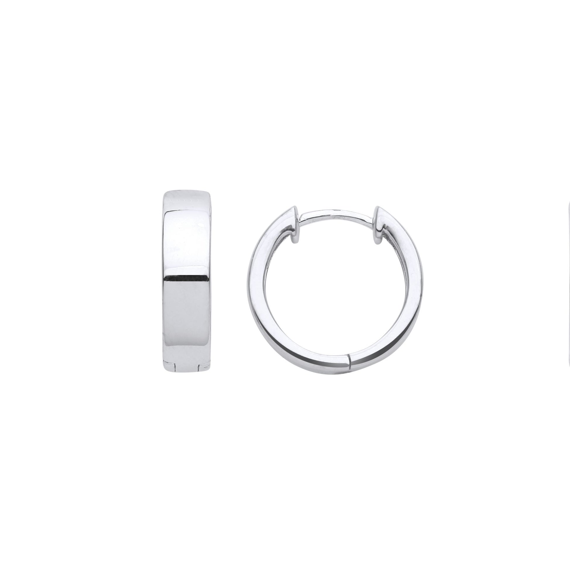 Sterling Silver  Square Tube Hinged Huggie Hoop Earrings 16mm 4mm - EAG1054