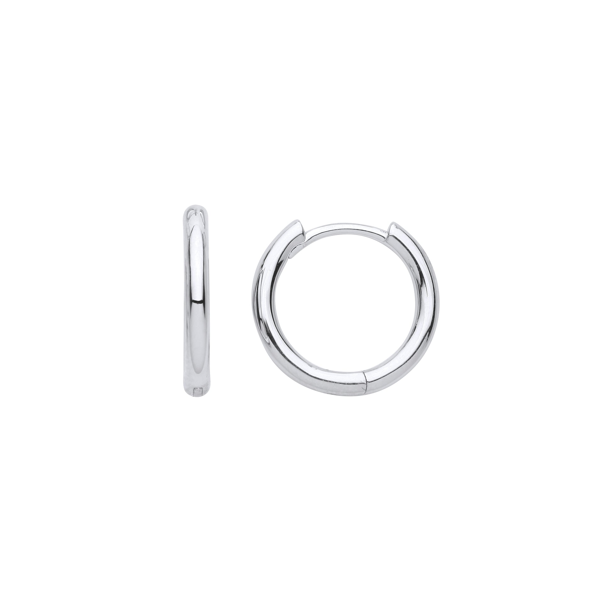 Silver  Round Tube Hinged Huggie Hoop Earrings 15mm 2mm - EAG1055