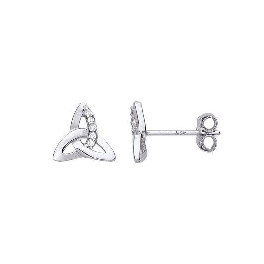 Silver  Trilogy Trinity Celtic Knot Stud Earrings - EAG1079