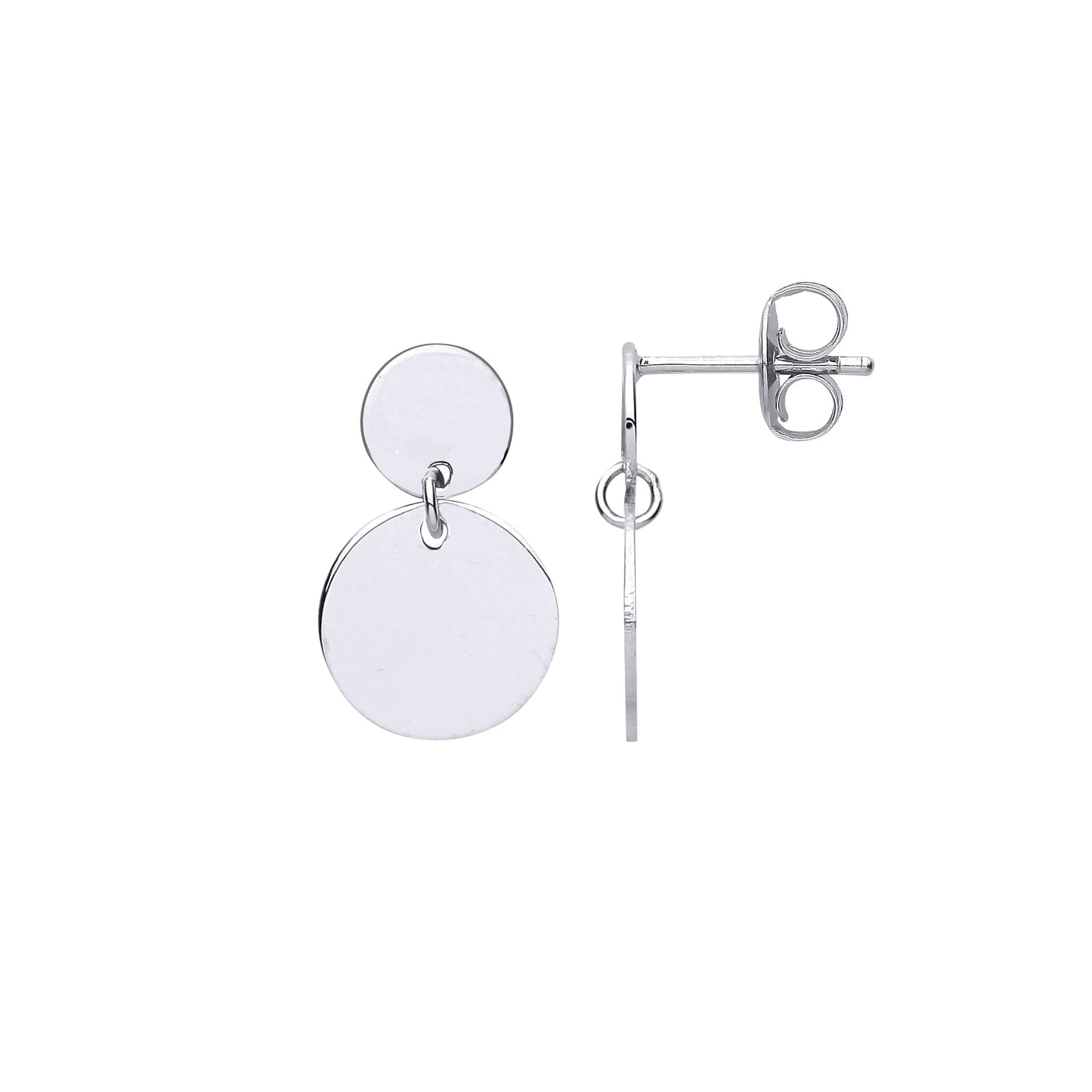 925 Sterling Silver  Lil n Large Double Disc Drop Earrings - EAG1080