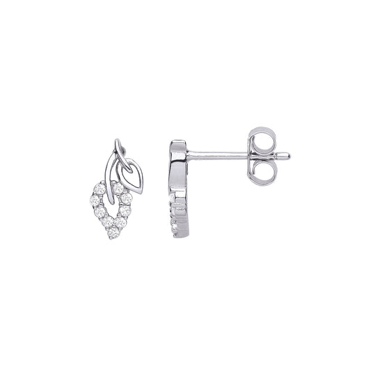 Silver  Petal Leaf Drop Earrings - EAG1083