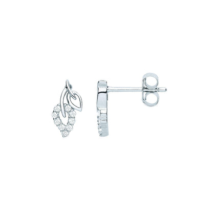 925 Sterling Silver  CZ Petal Leaf Drop Earrings - EAG1083