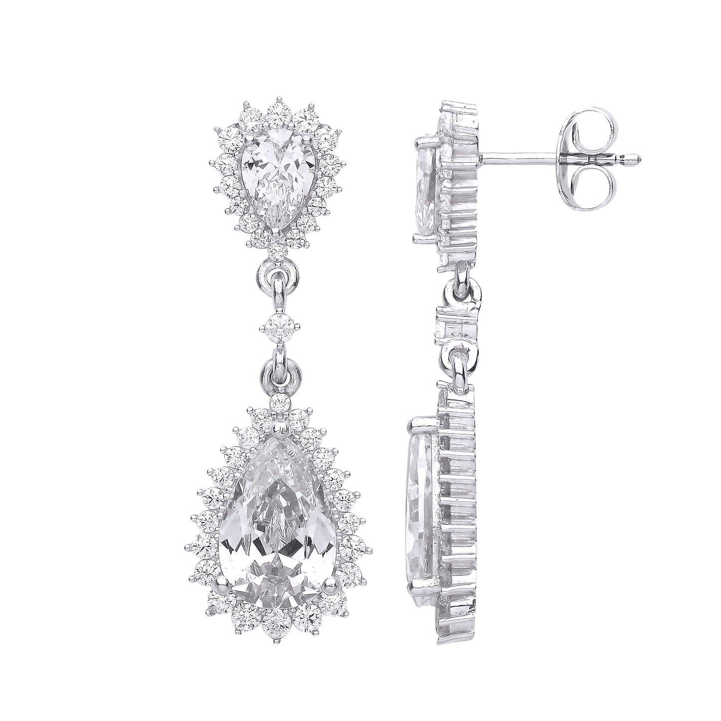 Silver  Fiery Snowflake Chandelier Cluster Drop Earrings - EAG1085
