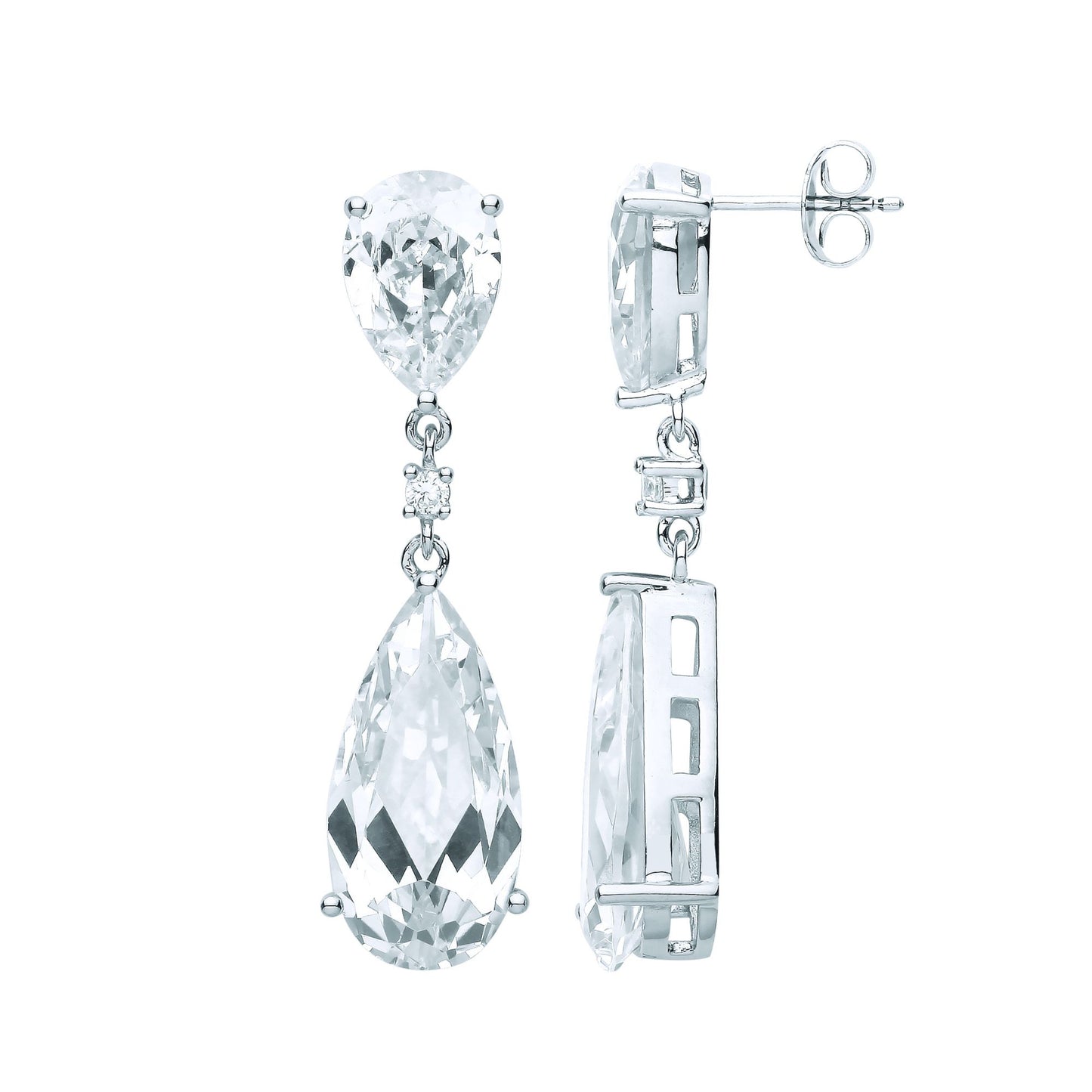 925 Sterling Silver  Pear CZ Magic Mirror Raindrop Drop Earrings - EAG1089